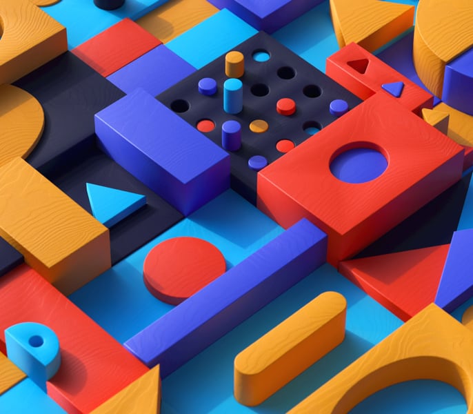 3d abstract image of shapes with different colors